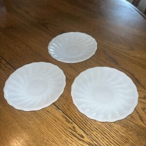 Anchor Hocking Swirl Shell Saucer 1960s Fire King EXCELLENT Lot Of 3